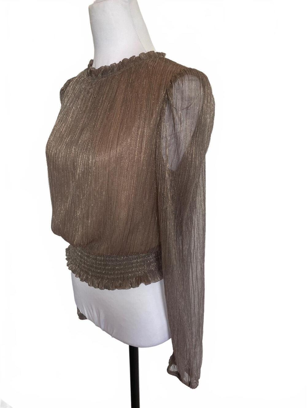 Joie Taupe Metallic Shimmer Blouse M Whimsigoth Dark Fairy Boho Indie Disco Glam